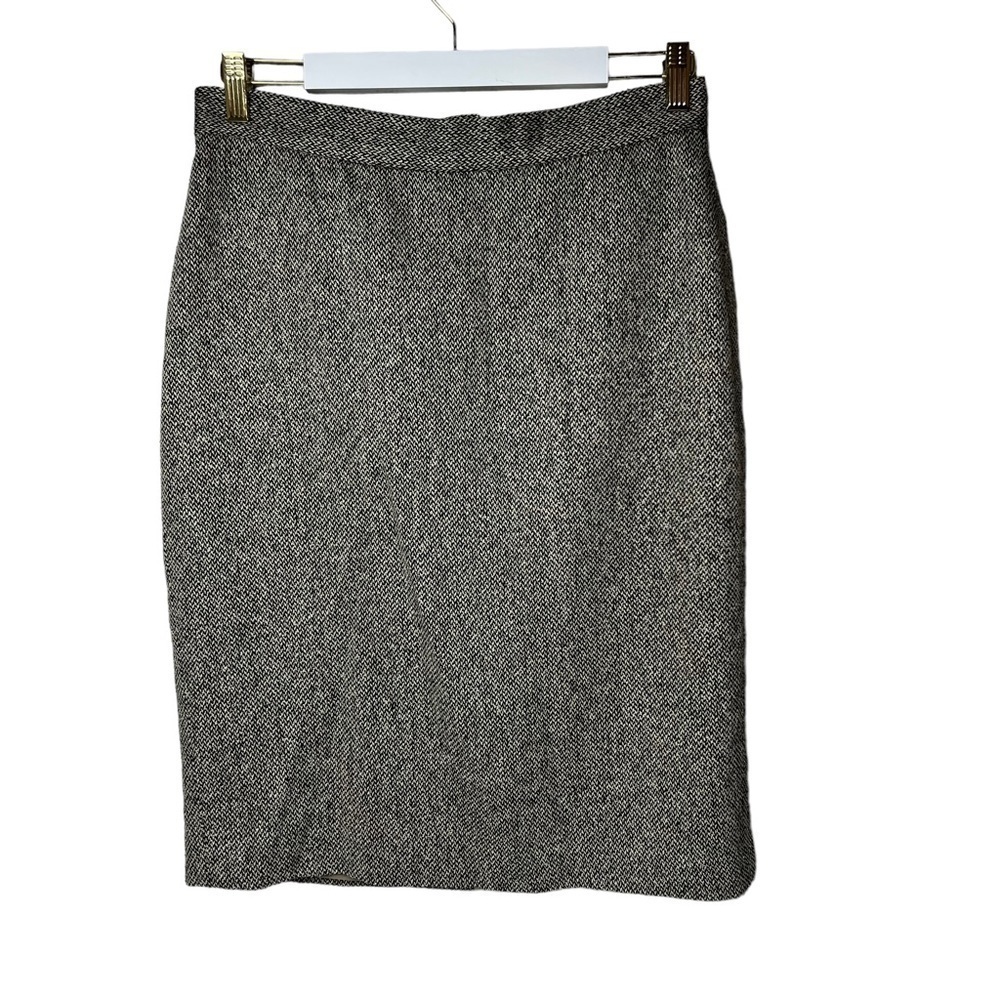 VTG LAUREN RALPH LAUREN Pencil Skirt 8 Classic Herringbone Career Tweed SILK - Picture 8 of 8